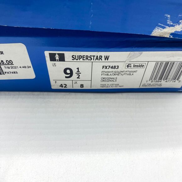Adidas Superstar Sneaker White Gold FX7483 Women's Size 9.5 NEW - Picture 9 of 11